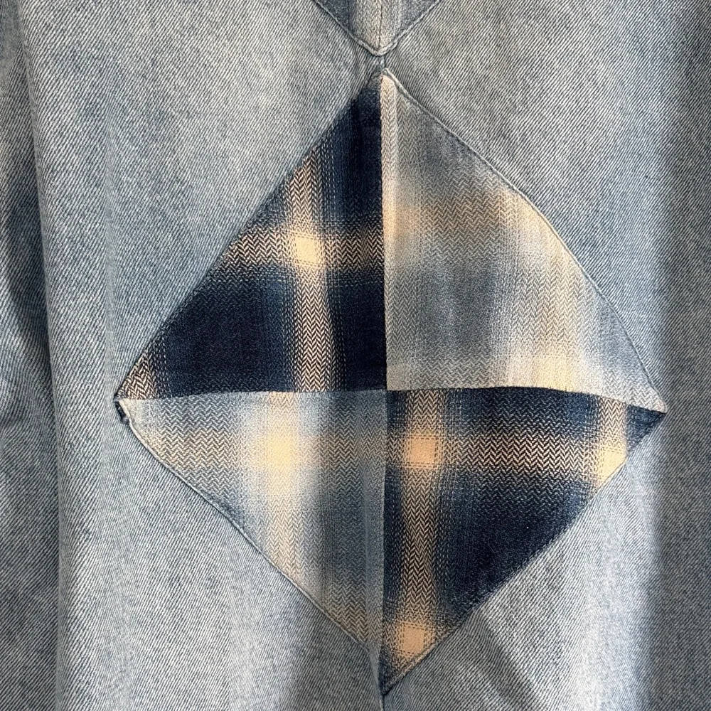 We The Free Blue Denim Jacket with Plaid Accents - Picture 7 of 9